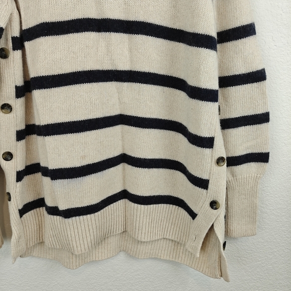 Tuckernuck Tan Stripe Bar Harbor Cotton Knit Crew Neck Pullover Sweater S *Stain - Picture 6 of 11